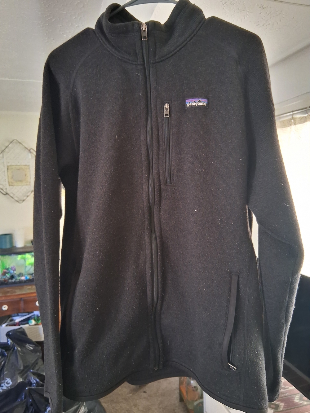 Patagonia Black Fleece Jacket with Multicolor Logo